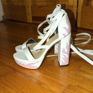 La Moda strappy white platform heels